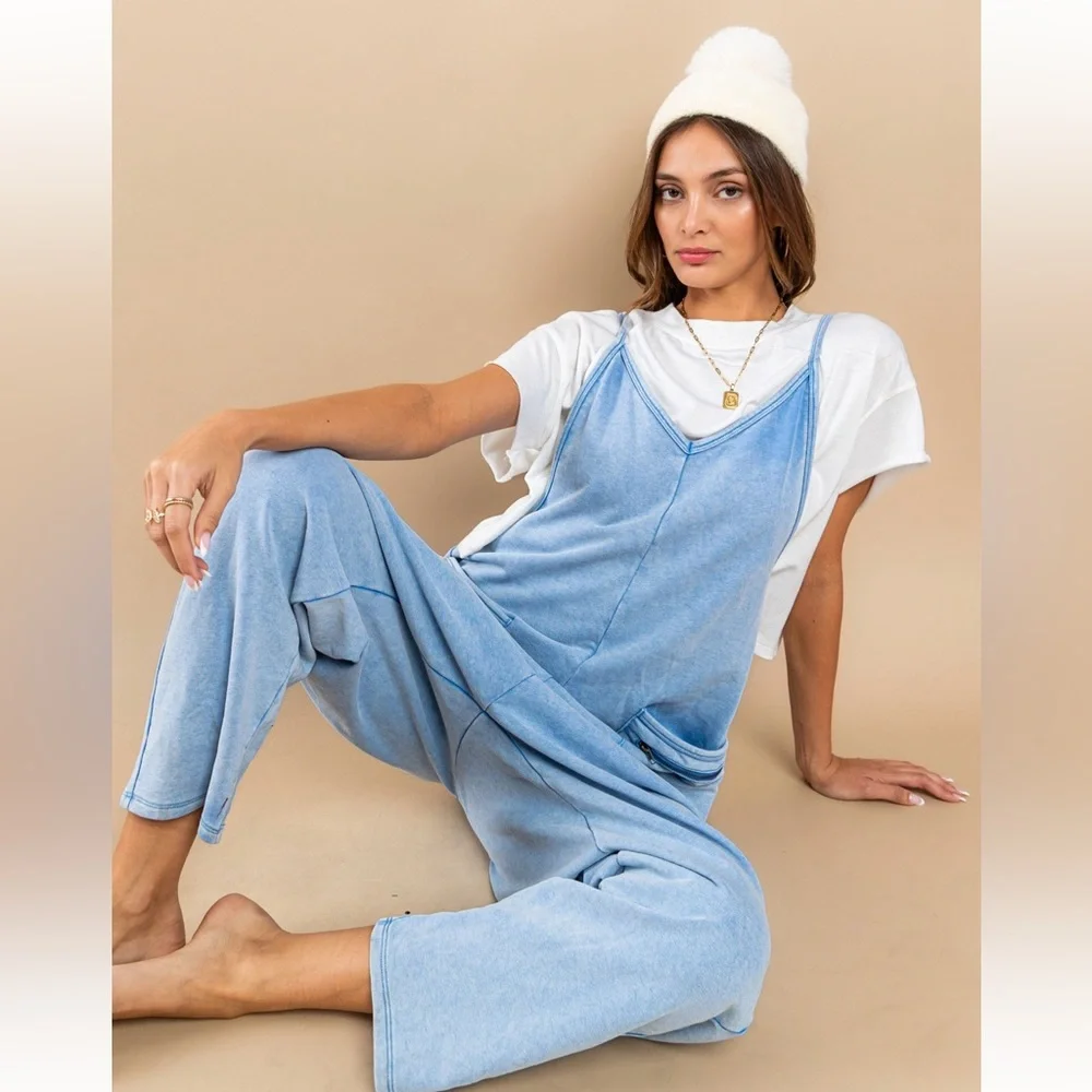 07 Mineral Washed French Terry Harem Jumpsuit - Picture 3 of 7